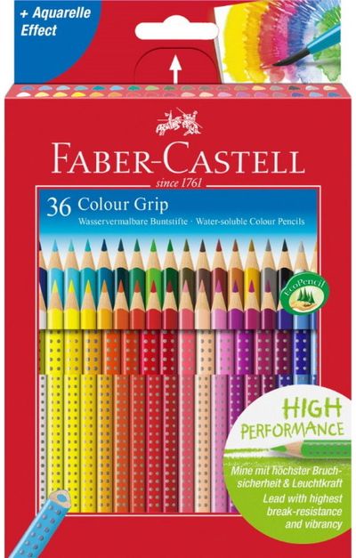 Akvareliniai pieštukai Faber-Castell GRIP, 36 spalvos