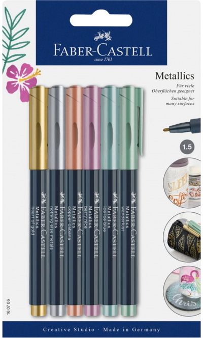 Žymeklių rinkinys Faber-Castell METALLIC, 1,5 mm, 6 spalvos