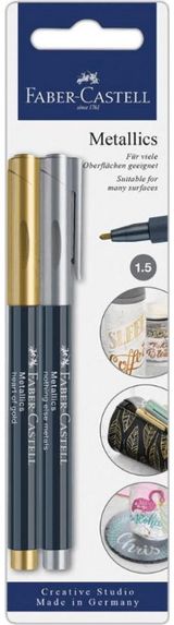 Žymeklių rinkinys Faber-Castell METALLIC, 1,5 mm, auksinė ir sidabrinė sp.