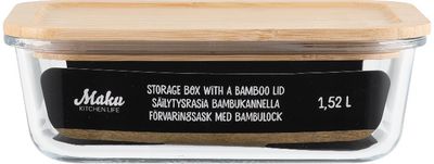 Stiklinis indas maistui su dangteliu MAKU BAMBOO, 1.52 l