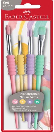 Teptukų rinkinys Faber-Castell SOFT TOUCH, 4 vnt (4,8,10,12), Pastel