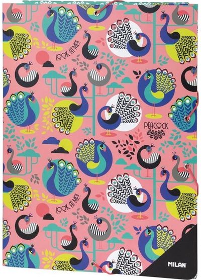 Aplankas plastikinis MILAN PEACOCK su guma, A4, Pink
