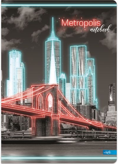Kontorinė knyga HARD METROPOLIS, A5, 70 g, 96 l., langeliais