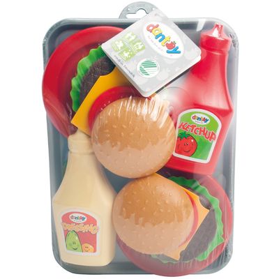 Žaislinis maisto rinkinys BURGER SET ON TRAY 17 PCS