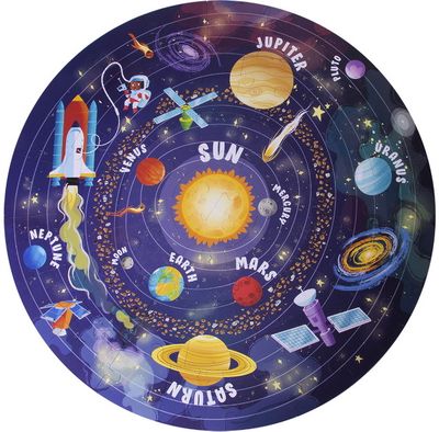Dėlionė apvalioje dėžutėje APLI SOLAR SYSTEM 48 det.