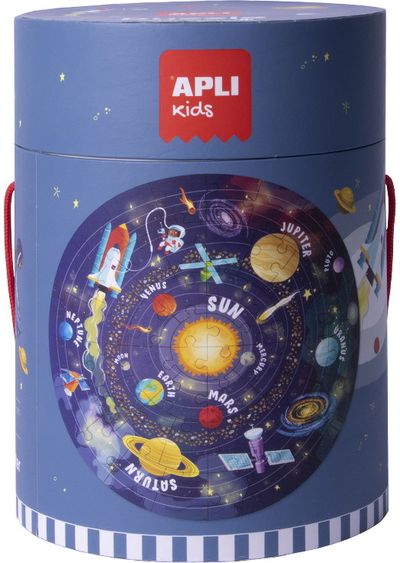 Dėlionė apvalioje dėžutėje APLI SOLAR SYSTEM 48 det.