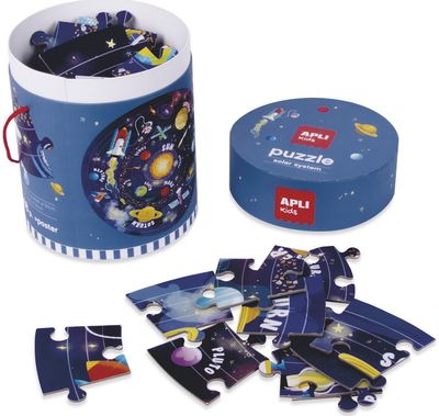 Dėlionė apvalioje dėžutėje APLI SOLAR SYSTEM 48 det.