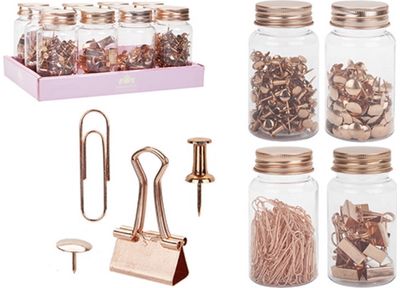 Sąvaržėlės, spaustukai, smeigtukai indelyje, Gold