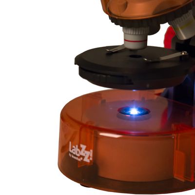 Mikroskopas LEVENHUK LabZZ M101 Orange 40x-640x su eksperimento komplektu