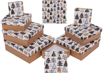 Dovanų dėžučių rinkinys FIR TREES, 8 vnt