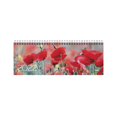 Kalendorius stalinis 2022 MEMO red poppi