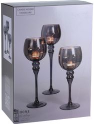 Žvakidžių rinkinys dovanų dėžutėje GLASS LUSTER GREY, 3 vnt.