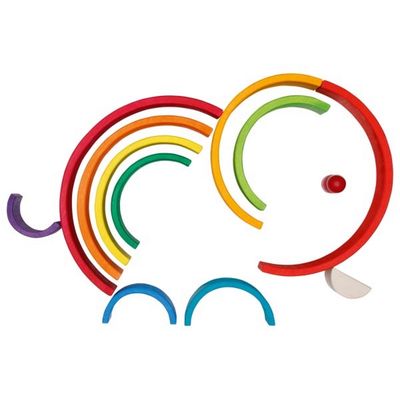 Medinė Montessori piramidė GOKI RAINBOW BUILDING BLOCKS