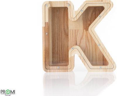 Medinė taupyklė RAIDĖ "K", 18 cm