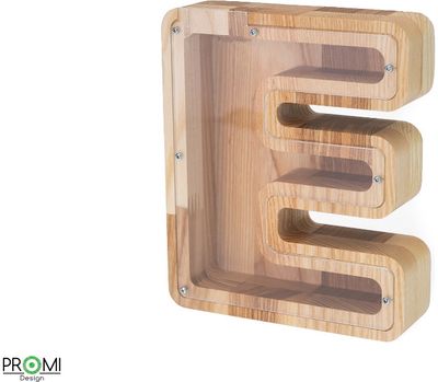 Medinė taupyklė RAIDĖ "E", 18 cm