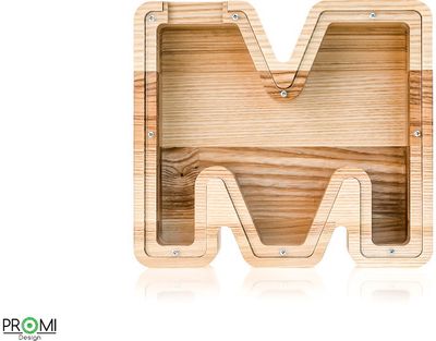 Medinė taupyklė RAIDĖ "M", 18 cm