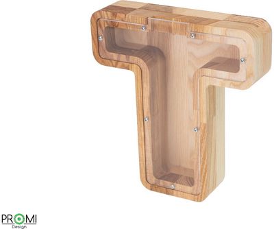 Medinė taupyklė RAIDĖ "T", 18 cm