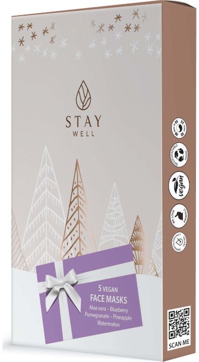 Lakštinė veido kaukė STAY WELL VEGAN, 5 vnt.