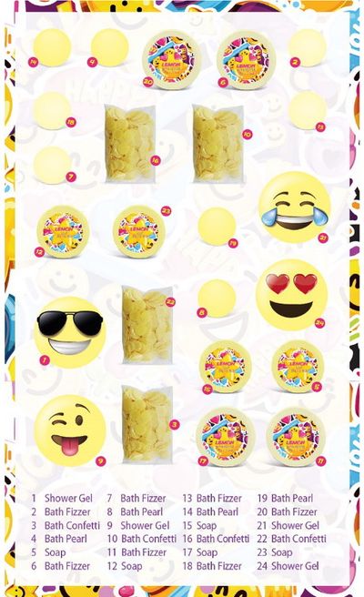 Kūno priežiūros advento kalendorius EMOJI, 29x4x38 cm