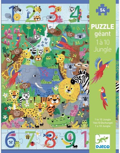 Lavinamoji dėlionė DJECO Giant puzzles - 1 to 10 Jungle 54 det.