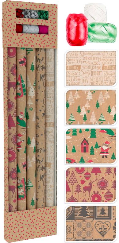 Dovanų pakavimo rinkinys KRAFT CHRISTMAS, 11 vnt.