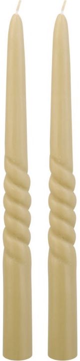 Pietų stalo žvakės MID TWIRL OLIVE GREEN, 2 vnt.