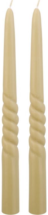 Pietų stalo žvakės MID TWIRL OLIVE GREEN, 2 vnt.