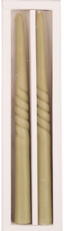 Pietų stalo žvakės MID TWIRL OLIVE GREEN, 2 vnt.