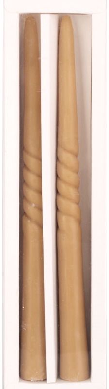 Pietų stalo žvakės MID TWIRL SAND BROWN, 2 vnt.