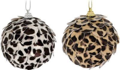 Eglutės dekoracija XMAS BALL LEOPARD, 8 cm