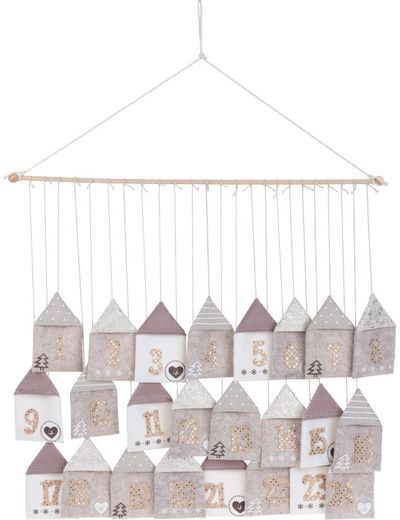 Pakabinamas advento kalendorius CREAM, 70x 60 cm
