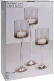 Žvakidžių rinkinys dovanų dėžutėje GLASS SILVER, 3 vnt.