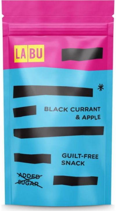 Juodųjų serbentų ir obuolių tyrės LABU juostelės, 50 g.