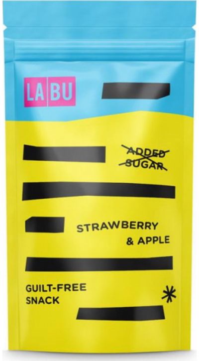 Braškių ir obuolių tyrės LABU juostelės, 50 g.