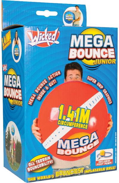 Itin tvirtas pripučiamas kamuolys WICKED Springball Mega Bounce Junior sk 1,40 c m įv. Spalvų