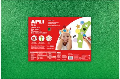 Popierius rankdarbiams EVA FOAM GLITTER, 40x60 cm, Green