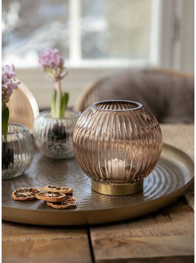 Žvakidė FANNIK LUNA GLASS BROWN, 14cm