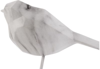 Statulėlė ORIGAMI BIRD MARBLE PRINT WHITE, 13,5 cm