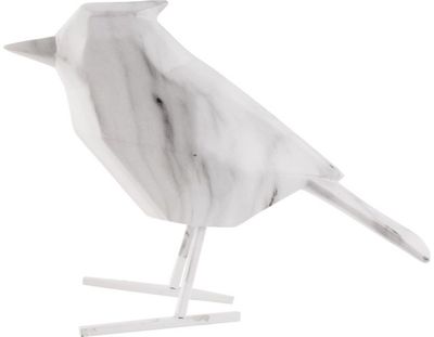 Statulėlė ORIGAMI BIRD MARBLE PRINT WHITE, 24 cm