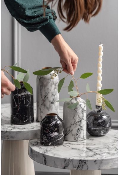 Vaza MARBLE LOOK STRAIGHT IRON WHITE, 20 cm