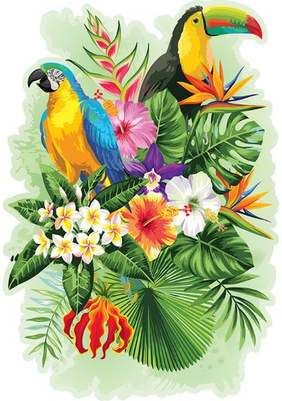 Medinė dėlionė WOODEN CITY Tropical Birds 160 det. (kontūrinė)