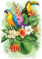 Medinė dėlionė WOODEN CITY Tropical Birds 160 det. (kontūrinė)