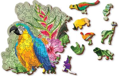 Medinė dėlionė WOODEN CITY Tropical Birds 160 det. (kontūrinė)