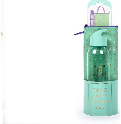 Priešpiečių rinkinys POSH+POP COTTAGE MINT (gertuvė+pietų krepšelis)