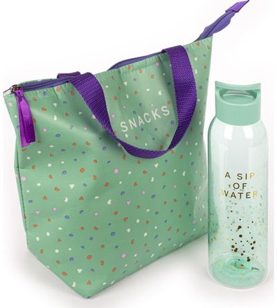 Priešpiečių rinkinys POSH+POP COTTAGE MINT (gertuvė+pietų krepšelis)