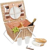 Pikniko krepšys NATURAL SMALL dviems (lėkštės+puodeliai+serviravimo įrankiai+ati darytuvas), 35x23x30 cm