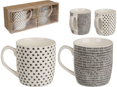 Puodelių rinkinys BLACK/WHITE, 8,6 x 9,2 cm