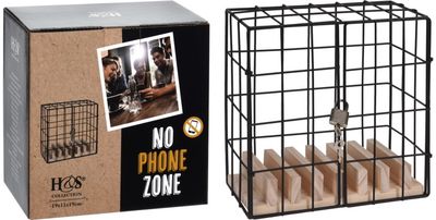 Užrakinama dėžė telefonams sudėti NO PHONE ZONE, 19x11x19 cm