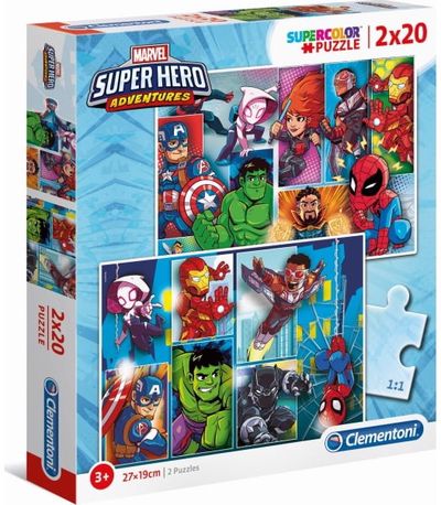 Dėlionė CLEMENTONI SUPERHERO 2x20 det.