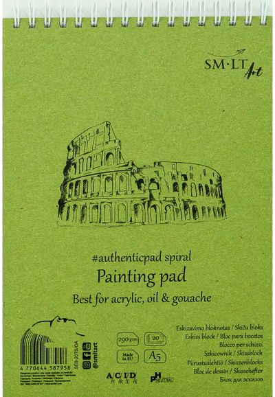 Bloknotas ezkizams akrile ir aliejiniais dažais SM-LT su spirale, A5, 290 gsm, 2 0 l.